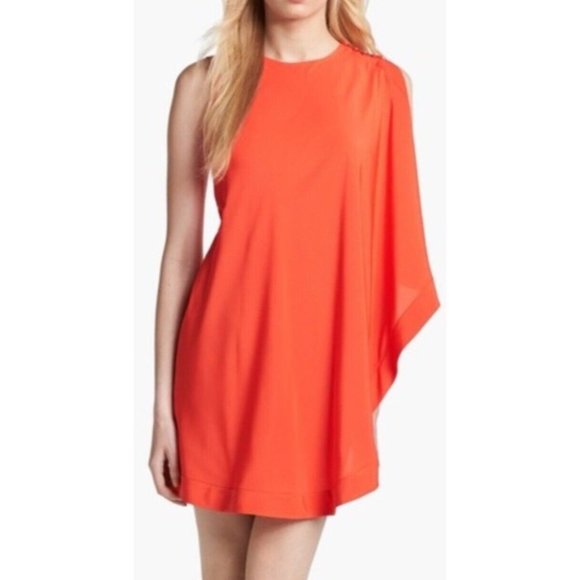 Ted Baker Dress 4 Stretch Red Orange Career Church 10 Large $295 - Picture 1 of 12